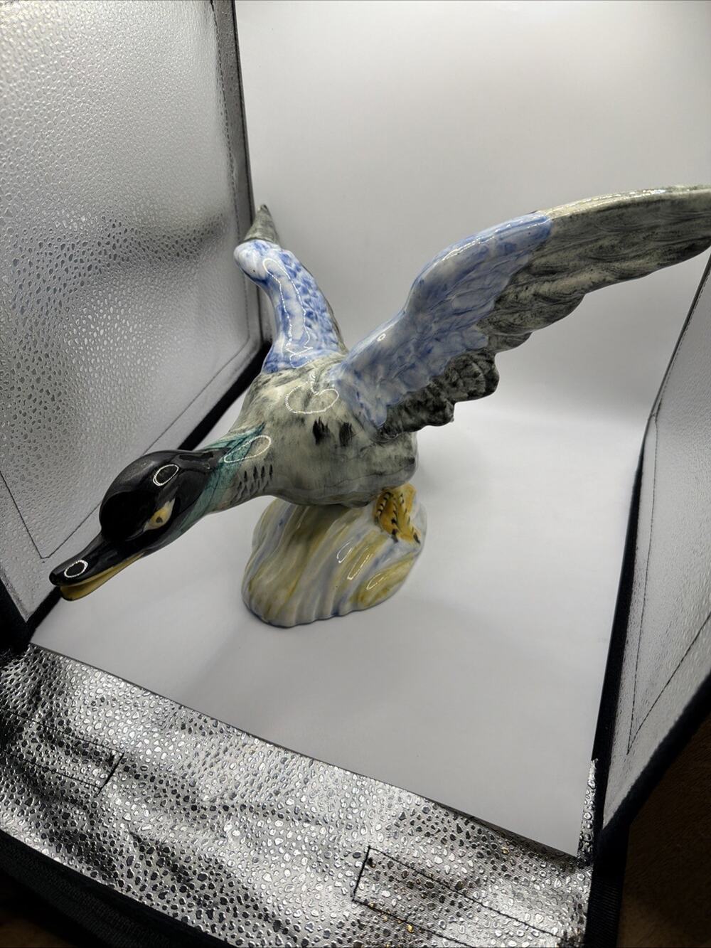 Rare Stangl Flying Mallard Duck Bird Pottery 3443 Ceramic Figurine Bird 13” Wide